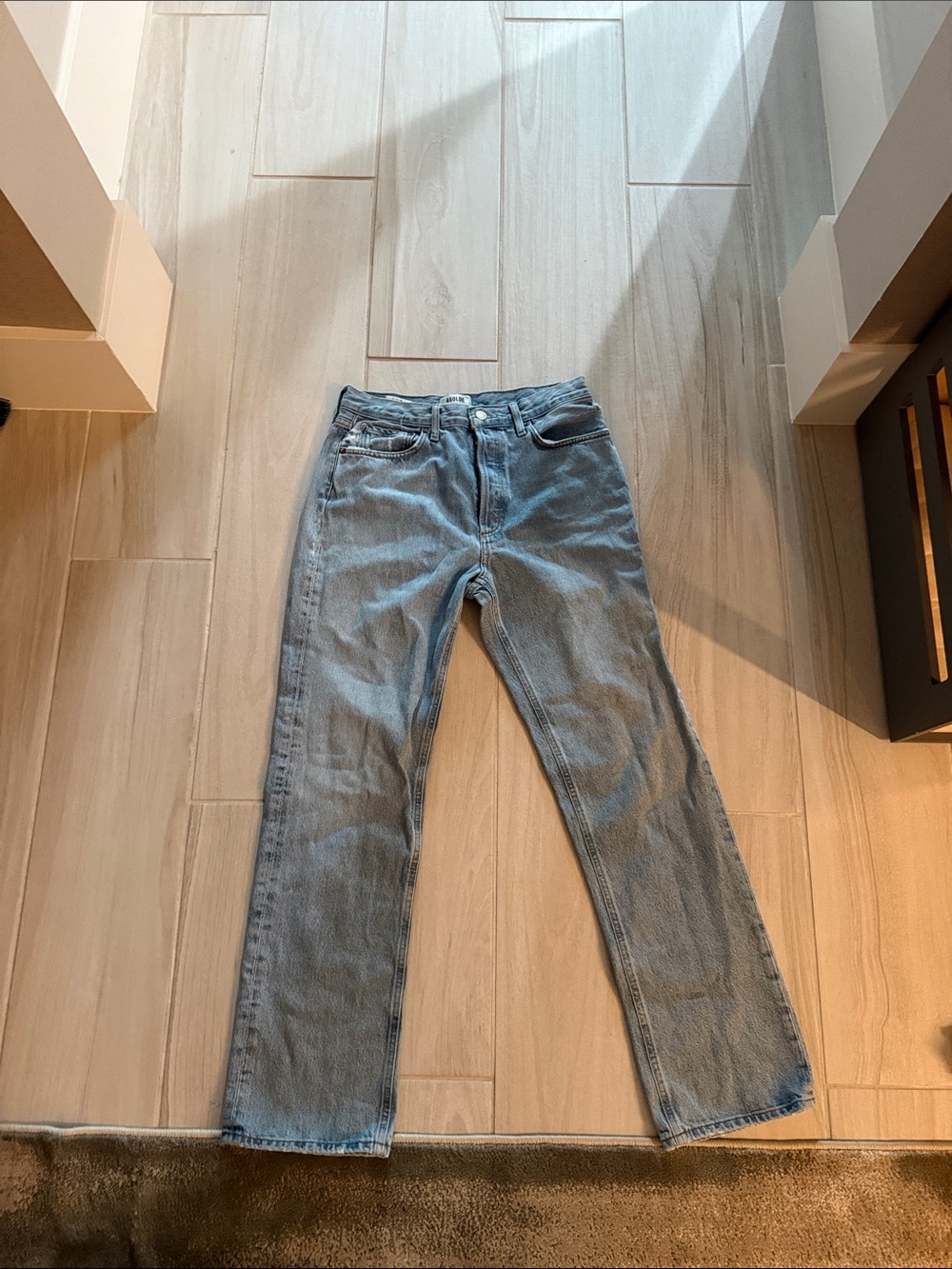 Agolde Men's Straight Jeans in Light Blue Wash